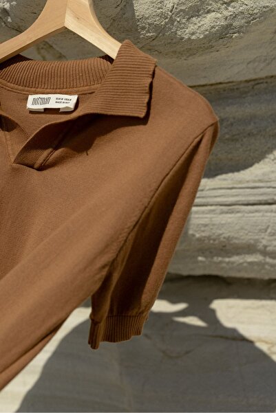 no7man Alten Brown Polo Neck Knitwear Tshirt