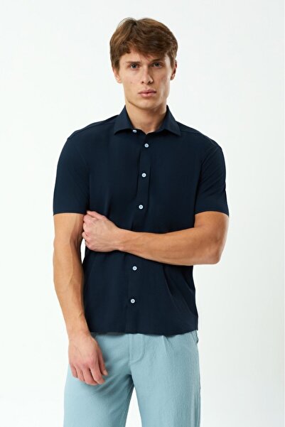 Exuma Erkek Lacivert Pike Gömlek