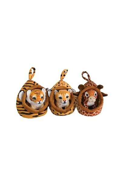 OEM Set 3 Plush Animals with Basket, Multicolor, 18 cm