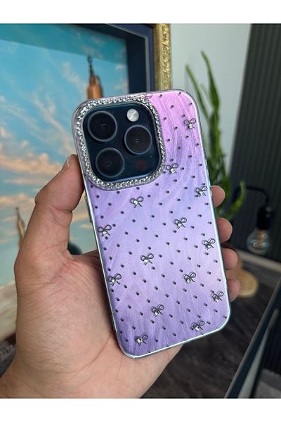 m.tk moveteck حافظة iPhone 16 Pro بإطار كاميرا وخلفية مرصعة بالحجارة وغطاء ثلاثي الأبعاد بنمط ثلاثي الأبعاد وعاكس للضوء