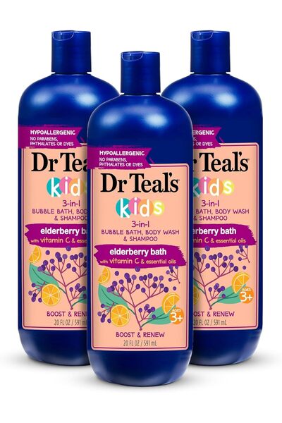 Dr Teals دكتور تيلز كيدز 3 في 1: غسول استحمام وشامبو وغسول جسم، مع خلاصة التو...