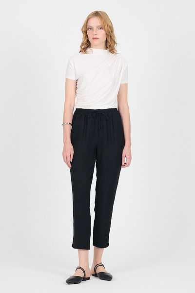 Rays Black Cotton Elastic Waist Straight Leg Straight Leg Trousers 4800