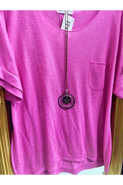 Butik Ayseba Italian Gilded Short Sleeve Blouse with Necklace