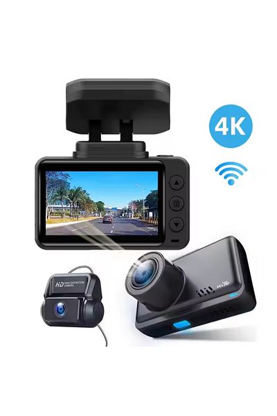 GBV LOGIC 4K car camera 170° angle GPS, Night Vision Wi-Fi+rear camera 120° angle motion detection, black