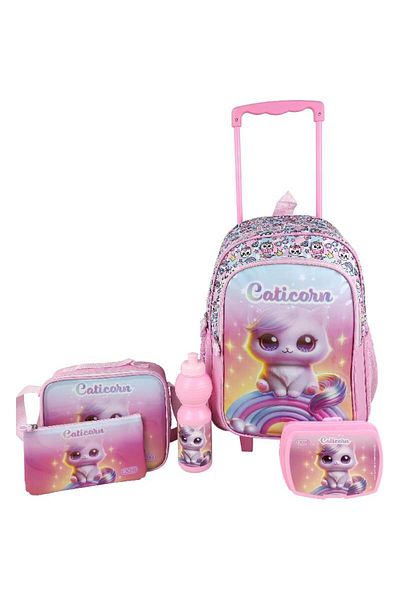 Roco Cat 5-in-1 Value Set Trolley Bag with Accessory – 16/17 Inch Rolling School Bag Combo