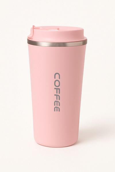 TSUMAB Blush Pink Insulated Coffee Tumbler with Lid – 400ml