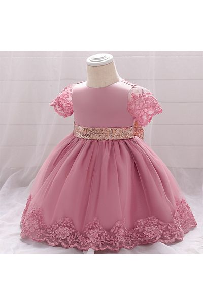 OEM Pink Christening Dress for Baby Girl with Lace and Tulle 3-6 months Pink