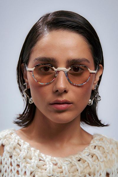 Bilge Karga Edna White Multicolor Nude Sunglasses