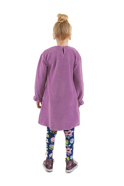 Denokids Floral Girl's Lilac Velvet Dress