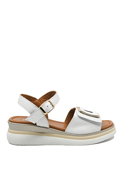 Anna Women's Sandals Viotti with Decorative Application, White, Genuine Leather