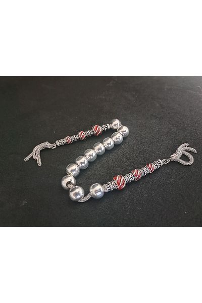 İskeçe Exclusive Low Sterling Silver Prayer Beads Double Piece Nakkaş İmame Zaza Model Certified 8234