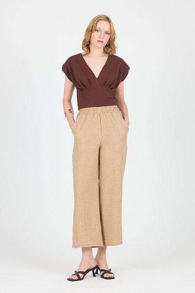 Rays Mink Cotton Elastic Waist Wide Leg Trousers 4657