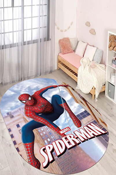 EVİMSEN Dekoratif Baskılı Yıkanabilir ve Kaymaz Çizgi Film Temalı Oval Çocuk ...