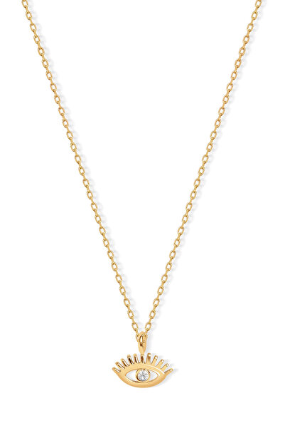 Diamond Line-Gülaylar 14 Ayar Sarı Altın Minimal Göz Kolye