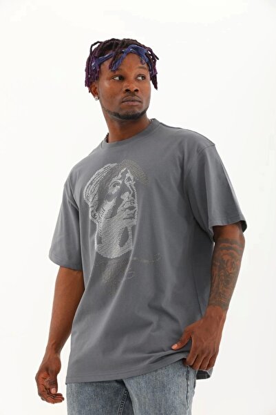 HAZEGO Μπλουζάκι Unisex Oversize Stone Crew Neck - Καπνιστό