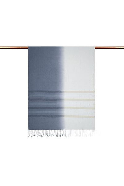 ipekevi Smoked White Mono Shutter Gradient Silk Shawl