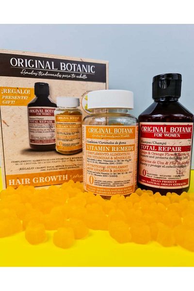 Original Botanic Șampon pentru tratament pentru creșterea părului, reparare totală și supliment alimentar, remediu cu vitamine, 60 de jeleuri