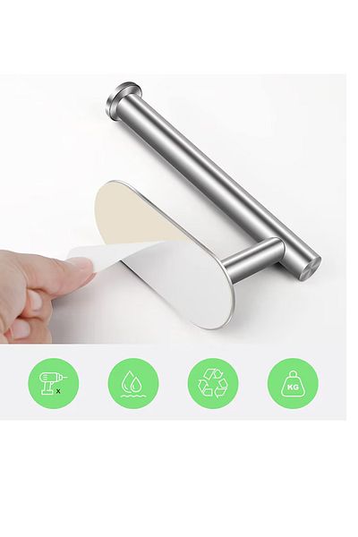 OEM Self-adhesive toilet paper holder, 16 x 6 cm, stainless steel, silver