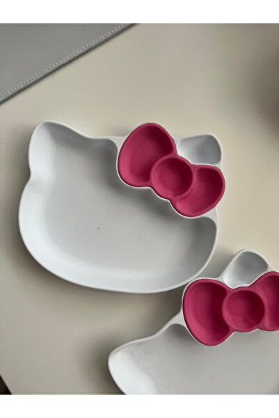 Gonulella Hello Kitty Plastik 3D Çocuk Yemek Kahvaltı Tabağı ,Takı Tabağı , Organizer 1 Adet 14x17 Cm