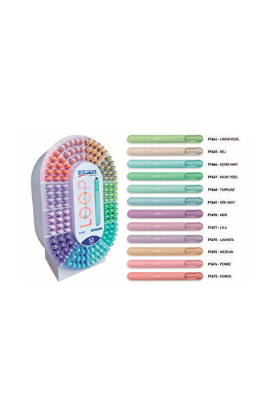 Gıpta Fosforlu Kalem Loop Pastel 12 Renk F1461 (288 Li Stand)