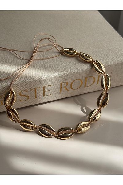 LEROSY CO Gold Color Adjustable Women's Necklace with Seashell Detail – Summer and Bohemian Design