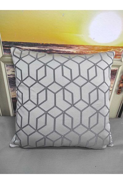 Evcimenhome New Product Jacquard Woven Throw Pillow Cover 43Cmx43Cm Cube Color;Grey