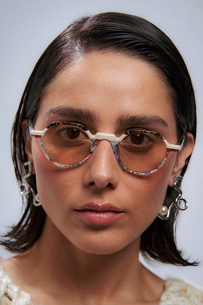 Bilge Karga Edna White Multicolor Nude Sunglasses