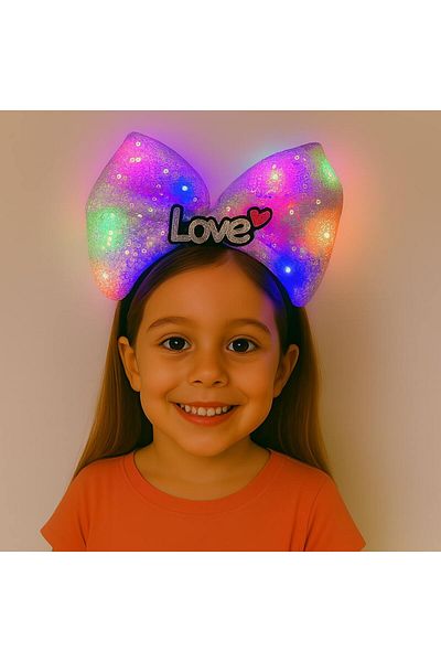doremodam Purple Bow Crown with Led Light Love Written – Girl's Party Crown - 718123-1453