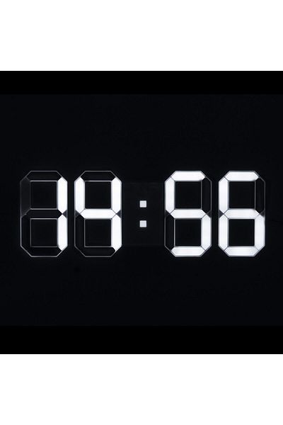 KlaussTech Ceas deșteptător digital cu LED 3D, alb