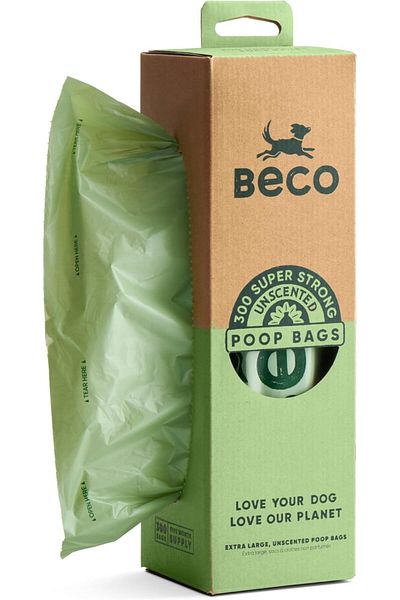 Beco Pets Beco Super Strong & Large Poop Bags | Unscented Dog Poo Bags | 300 XL Roll