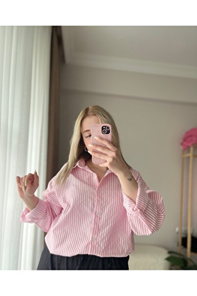 MODA Oversize çizgili gömlek kadın gömlek bol gömlek