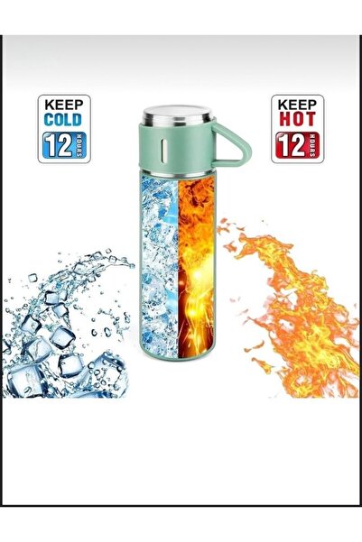 HOLLYHOME Vacuum Flask Set 3 Cup Boxed Vacuum Stainless Steel Thermos Set 500 ml