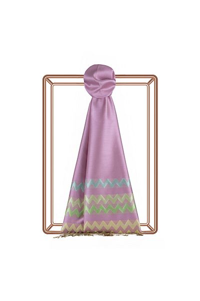 ipekevi Μεταξωτό σάλι με μοτίβο Candy Pink Zig Zag