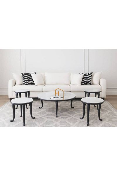 Al Saada Home Ceramic Service Tables - 4+1 - Black