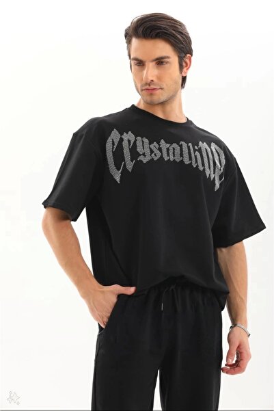 HAZEGO Unisex Oversize Stone T-Shirt - Μαύρο