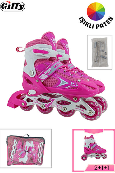 giffy VR1 - Sport Metal Işıklı Ayarlanabilir Alıştırma Pateni 2+1+1 Uç Kısım ...