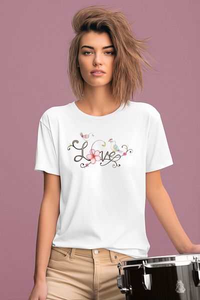 MAGORS Stil-X "I Love You" Printed Crew Neck 100% Cotton Women's Tshirt, White, Black, Red