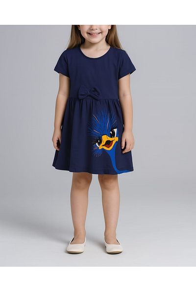 QUESHMA Cotton Printed Combed Cotton Girl's Dress