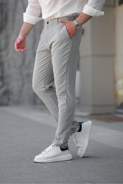 Madmext Gray Basic Men's Trousers E6576