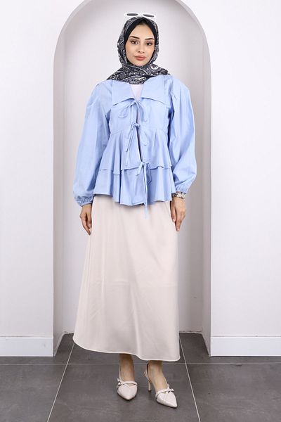 İmajButik Kimono cu etaje în față albastru bebeluș