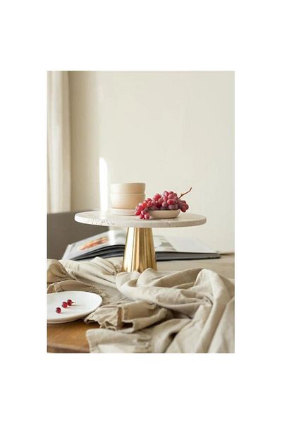 Akayev Travertine 25 cm Gold Conical Foot Presentation Stand
