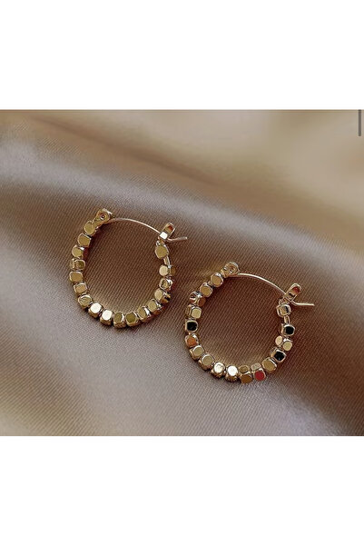 LİLİBETH BİJOU Altın Kaplama Boncuk Detaylı Halka Küpe