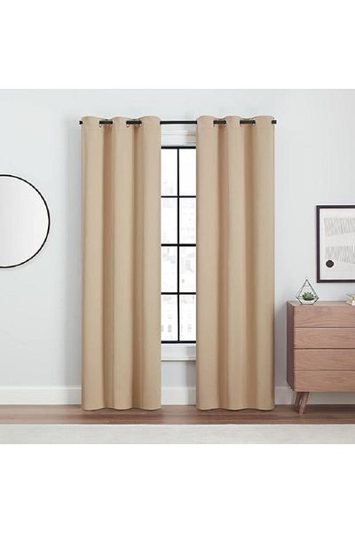 Metropolitan Concept Set of 2 blackout curtains, worked on staple rings