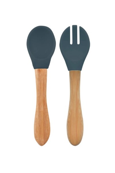 NW NessiWorld Nessiworld Oioi Feeding Spoon and Fork Set Deep Blue