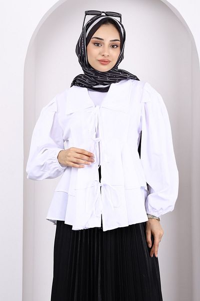 İmajButik Кимоно с екрю завързване отпред