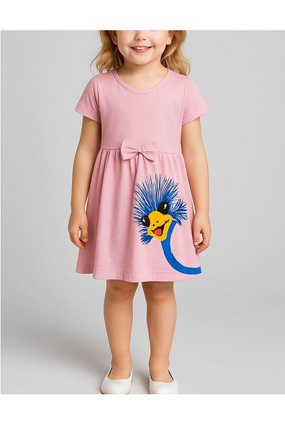QUESHMA Cotton Printed Combed Cotton Girl's Dress