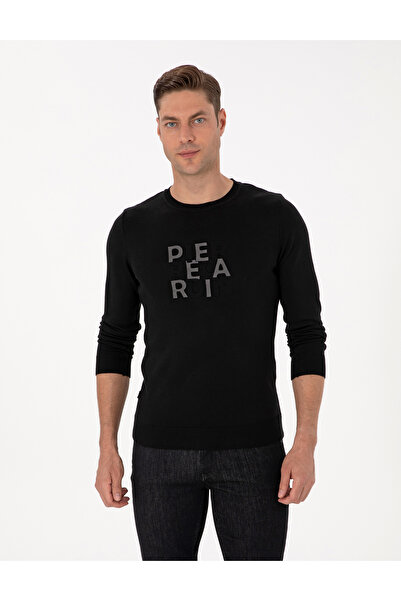 Pierre Cardin Black Slim Fit Crew Neck Sweater 50315737-Vr046