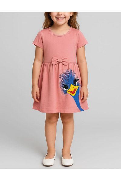 QUESHMA Cotton Printed Combed Cotton Girl's Dress