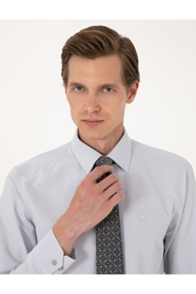 Pierre Cardin Açık Gri Slim Fit Uzun Kollu Basic Gömlek 50316734-VR001