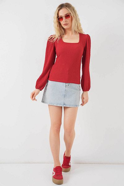 Bigdart Long Sleeve Red Women's Blouse O442